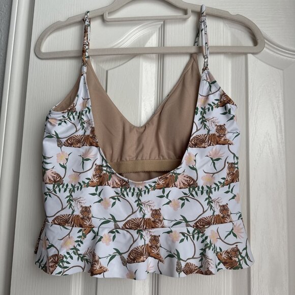 KORTNI JEANE Peplum Scoop Back Swim Top Ruffles Women Medium - Picture 3 of 4